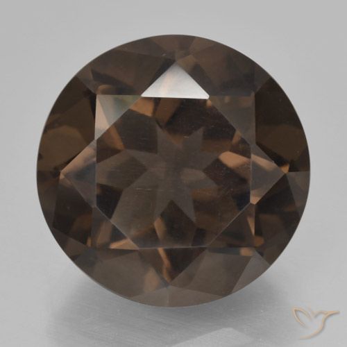 8.09ct طبيعي بنى غامق كوارتز سموكى, دائري, VVS-VS