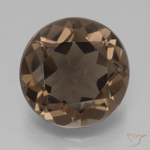 6.41ct طبيعي بنى الجوزية كوارتز سموكى, دائري, VVS-VS