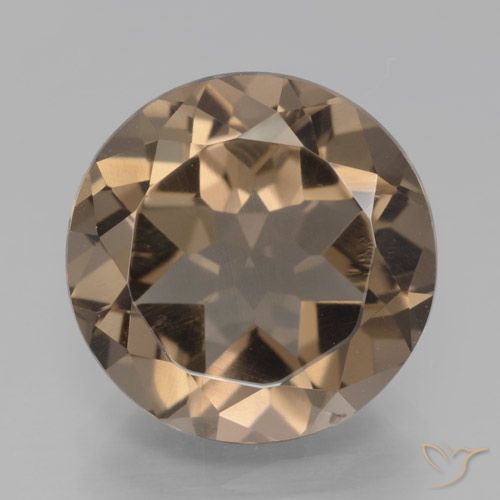 6.59ct طبيعي بنى متوسط كوارتز سموكى, دائري, VVS-VS