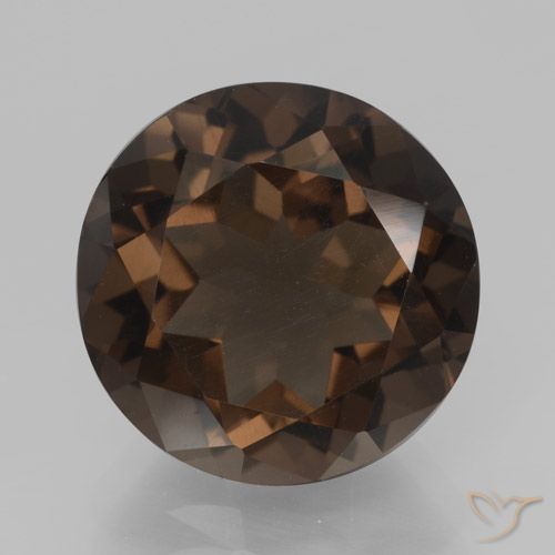 7.58ct طبيعي بنى متوسط كوارتز سموكى, دائري, VVS-VS