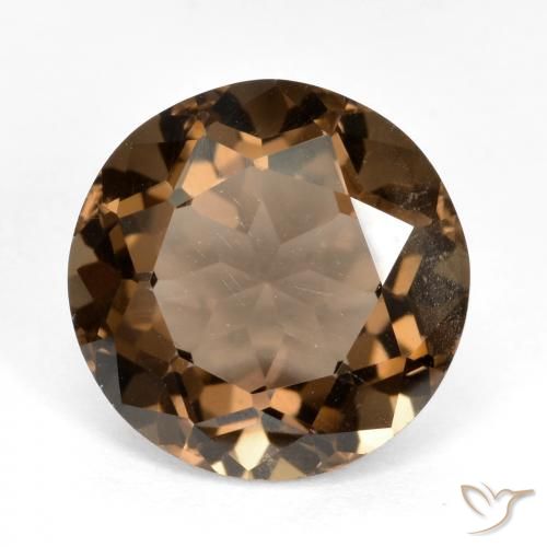 6.46ct طبيعي بنى داكن-متوسط كوارتز سموكى, دائري, قليلا جدا