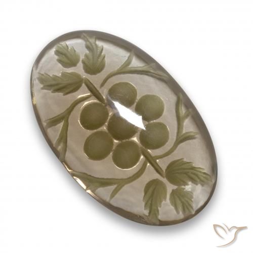 28.66ct طبيعي أبيض بنى كوارتز سموكى, بيضوي, شفاف