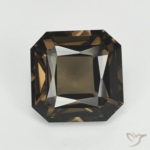 7.65ct طبيعي بنى داكن-متوسط كوارتز سموكى, قص الزمرد, VVS
