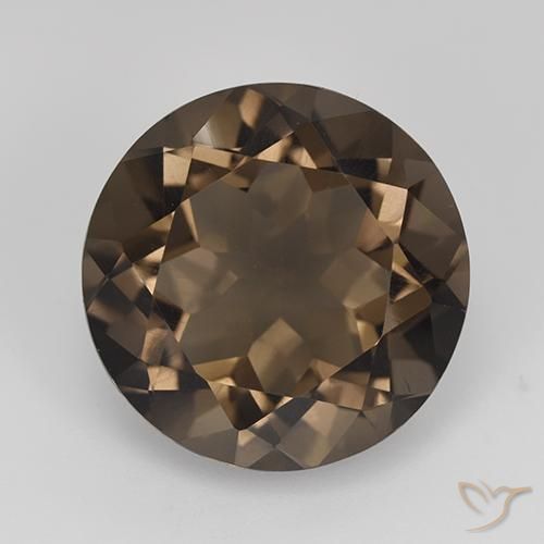 13.03ct طبيعي بنى داكن-متوسط كوارتز سموكى, دائري, VVS-VS