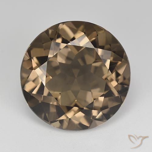12.79ct طبيعي بنى داكن-متوسط كوارتز سموكى, دائري, VVS-VS