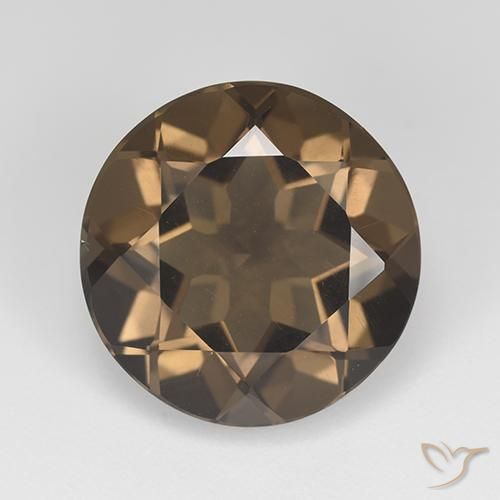 8.91ct طبيعي بنى داكن-متوسط كوارتز سموكى, دائري, VVS-VS