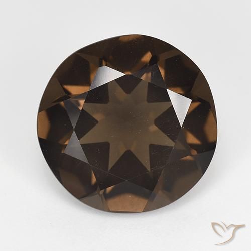 6.62ct طبيعي بنى غامق كوارتز سموكى, دائري, VVS-VS