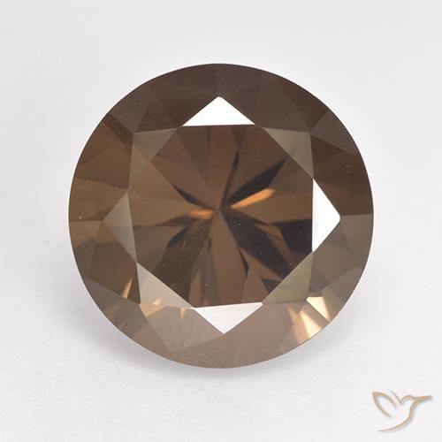 6.40ct طبيعي بنى الجوزية كوارتز سموكى, دائري, VVS-VS
