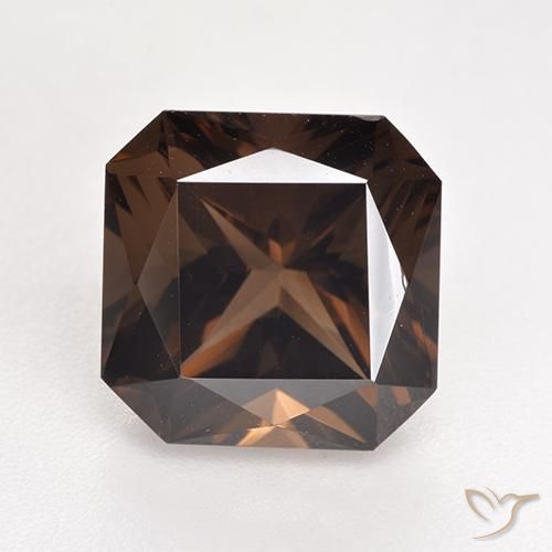 6.08ct طبيعي بني غامق كوارتز سموكى, قص الزمرد, VVS-VS