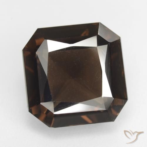 12.94ct طبيعي بني غامق كوارتز سموكى, قص الزمرد, VVS