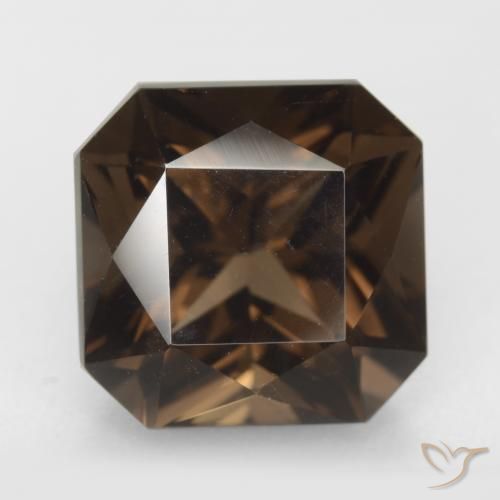 7.49ct طبيعي بني غامق كوارتز سموكى, قص الزمرد, VVS-VS
