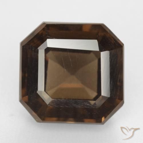 6.55ct طبيعي بنى الجوزية كوارتز سموكى, قص الزمرد, VVS-VS