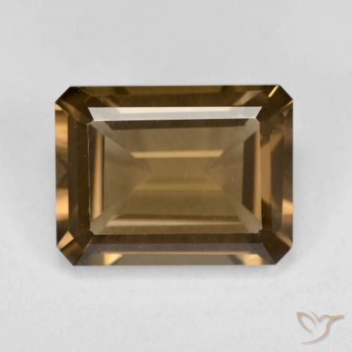 6.11ct طبيعي بنى داكن-متوسط كوارتز سموكى, قص الزمرد, VVS-VS