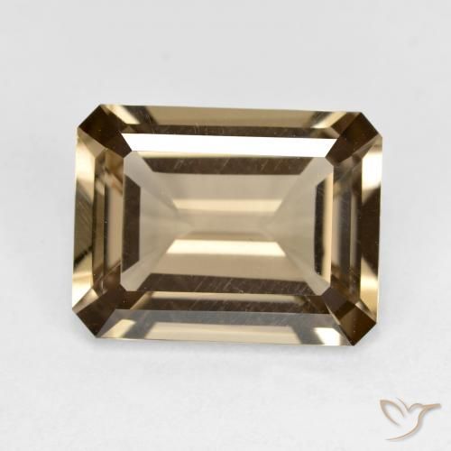 5.56ct طبيعي بنى فاتح-متوسط كوارتز سموكى, قص الزمرد, VVS-VS