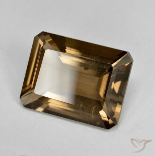 كوارتز سموكى بنى داكن-متوسط طبيعي، ثمانى / قصة زمرد، 5.22 قيراط، VVS-VS
