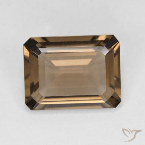 5.27ct طبيعي بنى دافئ كوارتز سموكى, قص الزمرد, VVS-VS