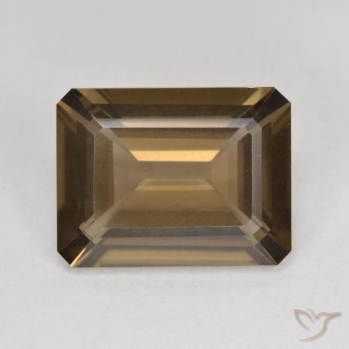 5.38ct طبيعي بنى دافئ كوارتز سموكى, قص الزمرد, VVS-VS