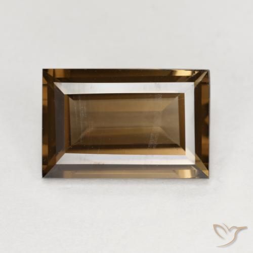 3.58ct طبيعي بنى داكن-متوسط كوارتز سموكى, باجيت, VVS