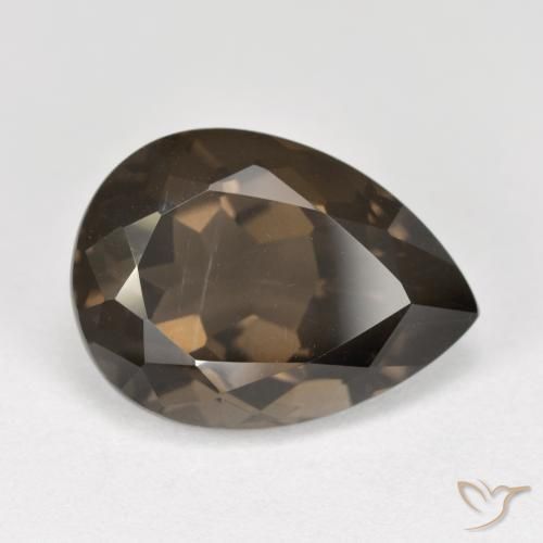6.95ct طبيعي بنى شيكولاتى كوارتز سموكى, شكل الكمثرى, قليلا جدا