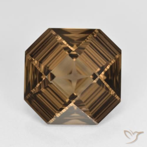 6.04ct طبيعي بنى دافئ كوارتز سموكى, قص الزمرد, VVS