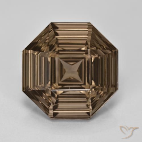 12.91ct طبيعي بنى دافئ كوارتز سموكى, قص الزمرد, VVS