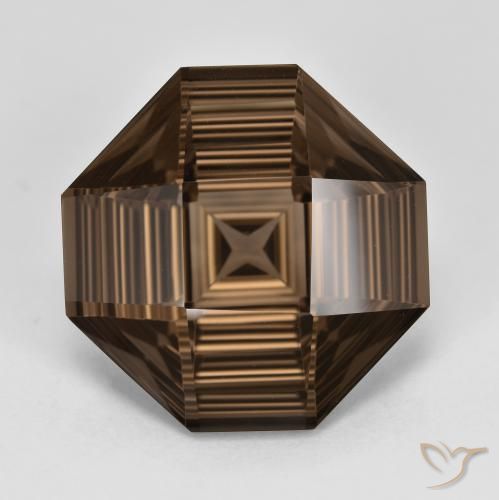 13.08ct طبيعي بنى غامق كوارتز سموكى, قص الزمرد, VVS