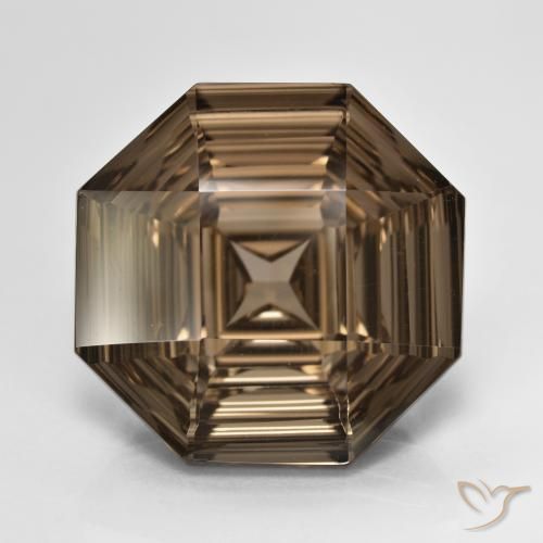 14.22ct طبيعي موكا فاتح كوارتز سموكى, قص الزمرد, VVS