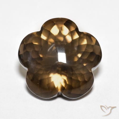 11.15ct طبيعي بنى دافئ كوارتز سموكى, قص وردة, شفاف