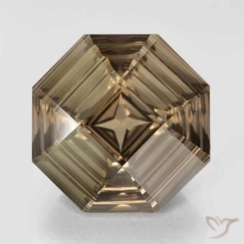 13.59ct طبيعي بنى فاتح-متوسط كوارتز سموكى, قص الزمرد, VVS