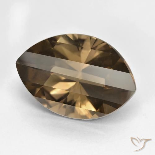 10.50ct طبيعي بنى داكن-متوسط كوارتز سموكى, ماركيز, VVS-VS