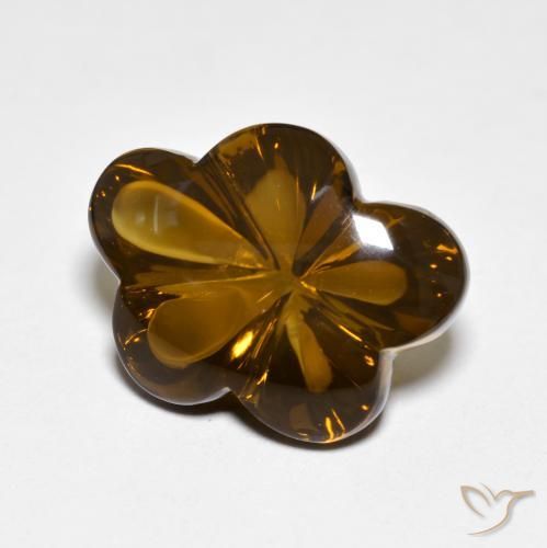 9.16ct طبيعي بنى كراميل كوارتز سموكى, قص وردة, شفاف