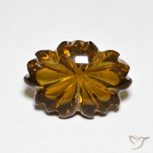 6.45ct طبيعي بنى كراميل كوارتز سموكى, قص وردة, شفاف