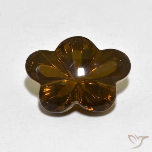 6.12ct طبيعي بنى دافئ كوارتز سموكى, قص وردة, شفاف
