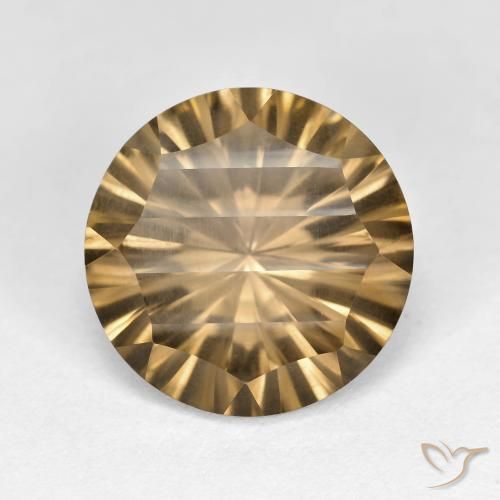5.13ct طبيعي بنى ترابى فاتح كوارتز سموكى, دائري, قليلا جدا