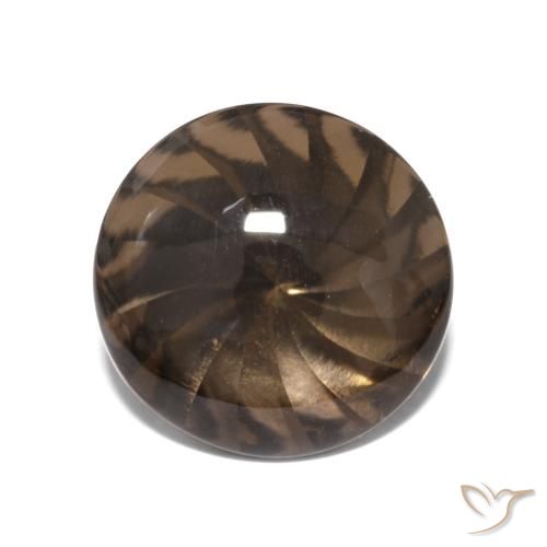 4.86ct طبيعي بنى غامق كوارتز سموكى, دائري, شفاف