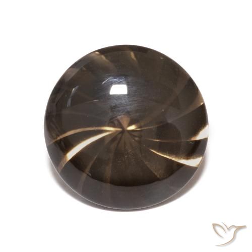 5.04ct طبيعي بنى غامق كوارتز سموكى, دائري, شفاف