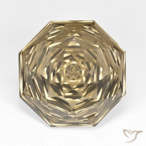 12.80ct طبيعي بنى أصفر فاتح كوارتز سموكى, قص الزمرد, VVS