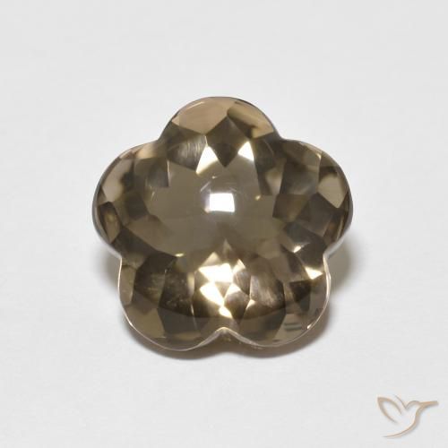 4.84ct طبيعي بنى خشبى كوارتز سموكى, قص وردة, شفاف