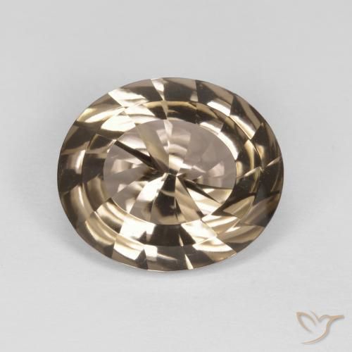 6.74ct طبيعي بنى فاتح-متوسط كوارتز سموكى, بيضوي, VVS