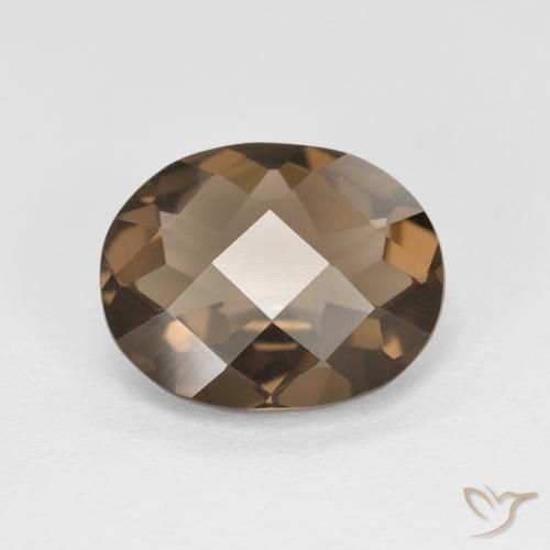 2.10ct طبيعي بنى داكن-متوسط كوارتز سموكى, بيضوي, VVS