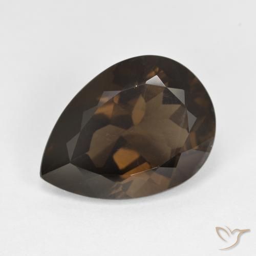 5.95ct طبيعي بنى شيكولاتى كوارتز سموكى, شكل الكمثرى, قليلا جدا