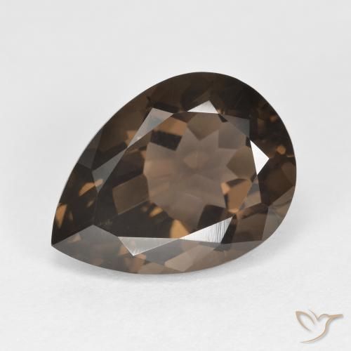 6.35ct طبيعي بنى الجوزية كوارتز سموكى, شكل الكمثرى, VVS-VS