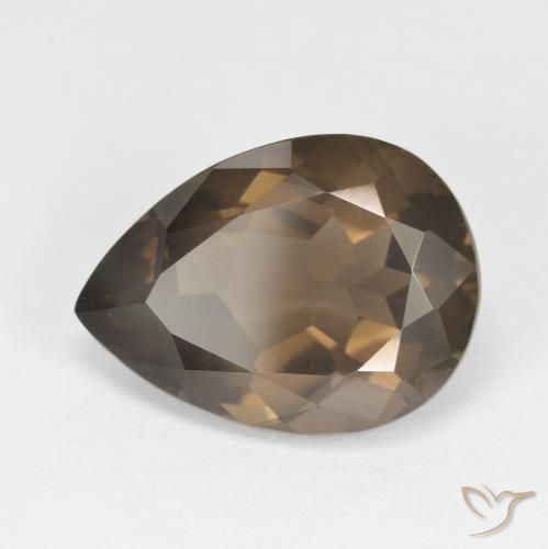 6.45ct طبيعي Medium Dark-Brown كوارتز سموكى, شكل الكمثرى, قليلا جدا