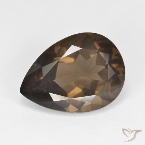 كوارتز سموكى Medium Dark-Brown طبيعي، شكل الكمثرى، 6.45 قيراط، قليلا جدا