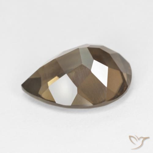 كوارتز سموكى Medium Dark-Brown طبيعي، شكل الكمثرى، 6.45 قيراط، قليلا جدا