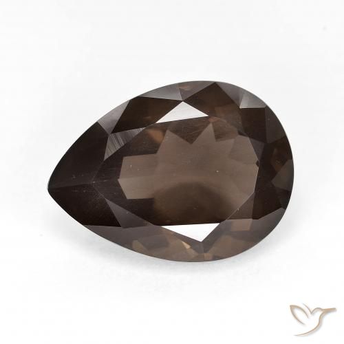 6.40ct طبيعي Medium Dark-Brown كوارتز سموكى, شكل الكمثرى, قليلا جدا