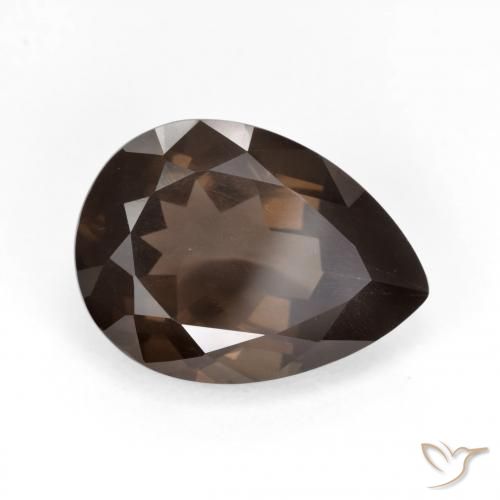 كوارتز سموكى Medium Dark-Brown طبيعي، شكل الكمثرى، 6.40 قيراط، قليلا جدا