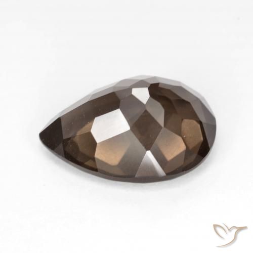 كوارتز سموكى Medium Dark-Brown طبيعي، شكل الكمثرى، 6.40 قيراط، قليلا جدا