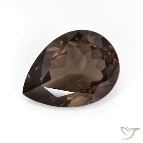 6.34ct طبيعي بني غامق كوارتز سموكى, شكل الكمثرى, قليلا جدا