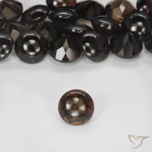 0.90ct طبيعي بني غامق كوارتز سموكى, دائري, شفاف